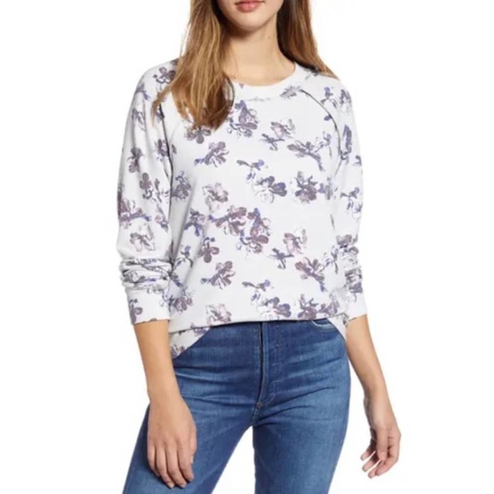 Caslon Cozy Floral Print Pullover Sweatshirt Size Small